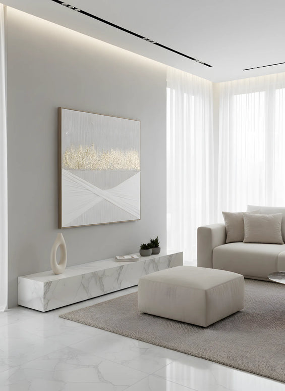 Tablou abstract cu accente aurii – 102×102 cm | Olivy