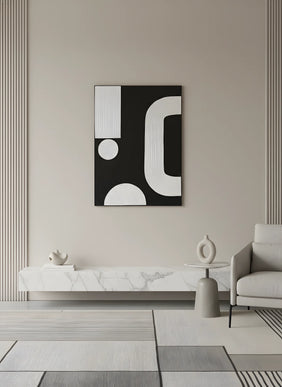 Tablou abstract monocrom 60×80 cm – alb-negru | Olivy