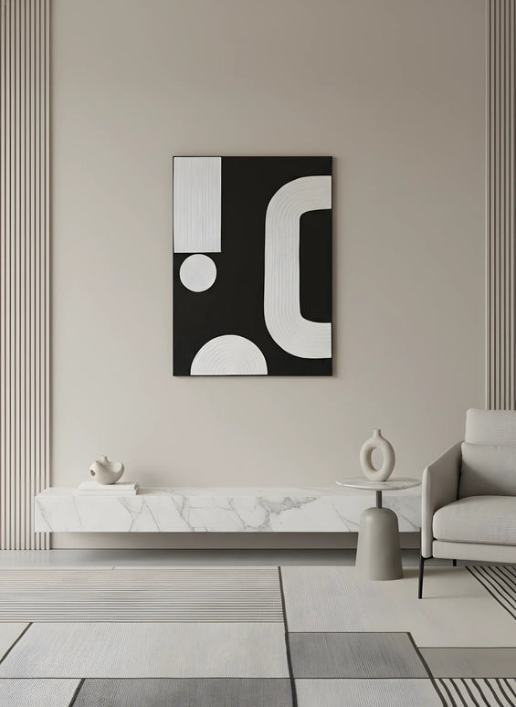 Tablou abstract monocrom 60×80 cm – alb-negru | Olivy