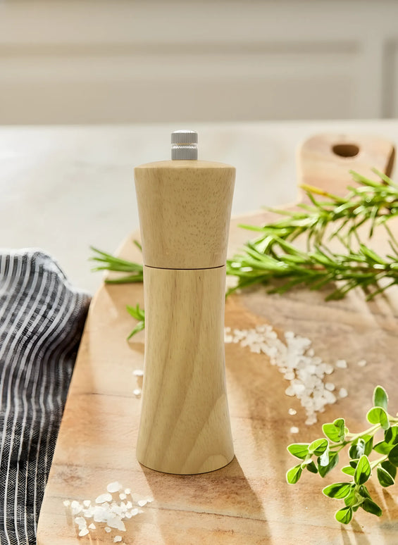 Râșniță sare/piper din lemn, 15 cm, mecanism din inox reglabil, natur
