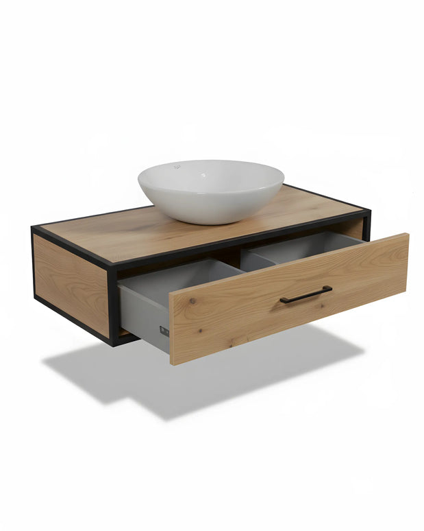 Mobilier de baie suspendat Loft Miami – Design Nordic cu cadru metalic