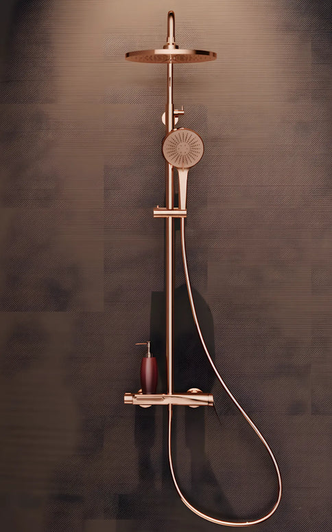 Set duș din alamă cu cioc de cadă integrat – Design premium rose gold