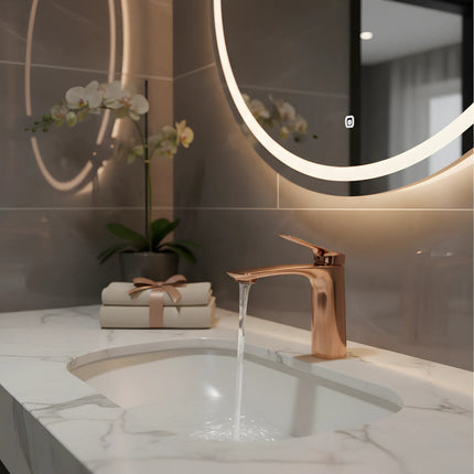 Baterie lavoar modernă Rose Gold – design elegant din alamă solidă