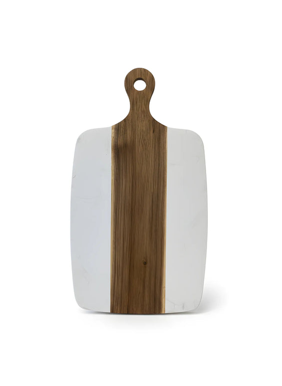 Tocător din lemn de acacia și marmură albă, 40×20 cm, design modern, Olivy