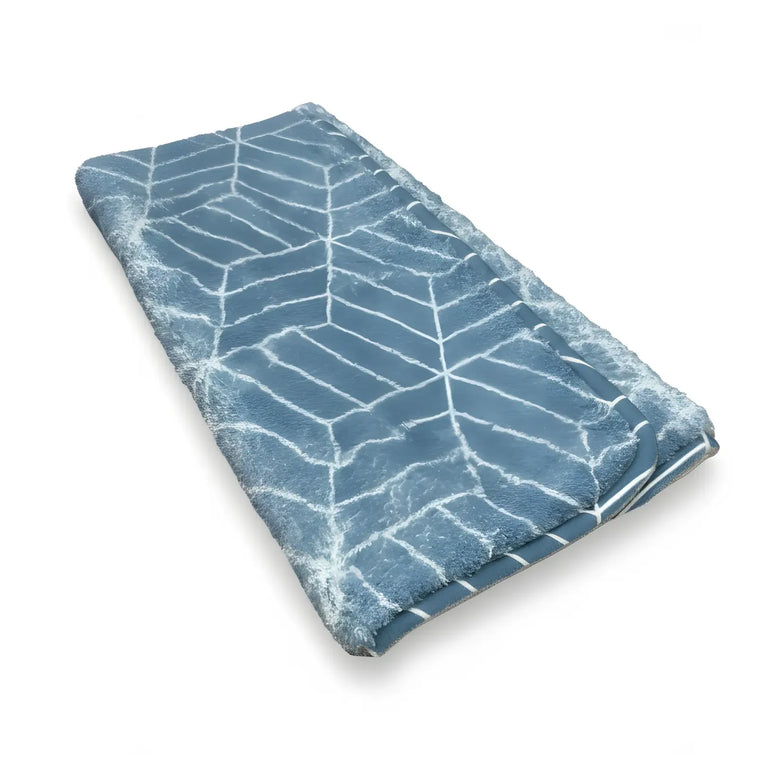 Covoras baie, SANITARY, imitatie casmir, 40x60 cm, albastru cu model geometric, Dreptunghiular