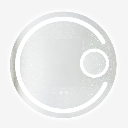 Oglindă baie LED H13 rotundă cu 3 lumini, anti-aburire, touch control și lupă