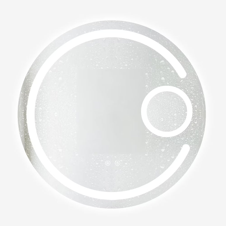 Oglindă baie LED H13 rotundă cu 3 lumini, anti-aburire, touch control și lupă