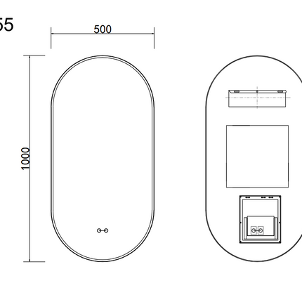 Oglindă baie LED 50x100 cm ovală, 3 nuanțe de lumină, anti-aburire și touch control J-3055