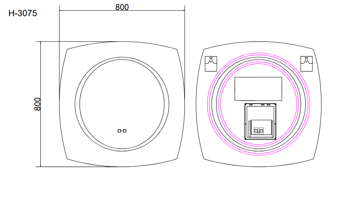 Oglindă baie LED 80x80 cm pătrată cu colțuri rotunjite, 3 nuanțe de lumină, anti-aburire și touch control J-3075