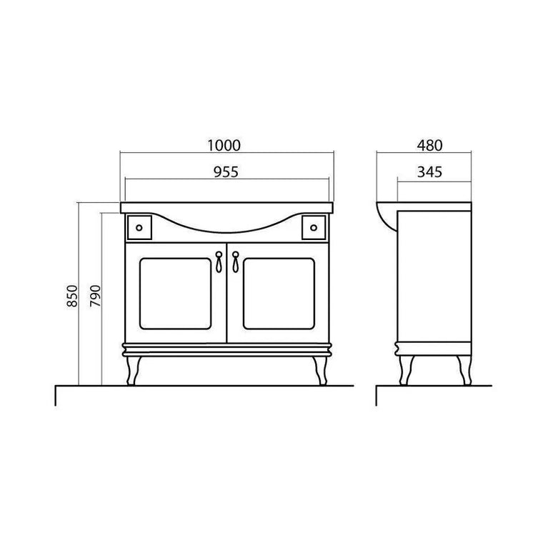 Mobilier de baie pe pardoseală Beatrice alb+auriu Aqua Rodos