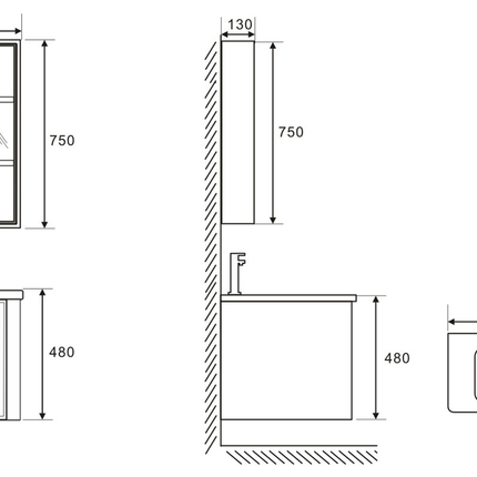 Set complet mobilier baie suspendat Serena cu lavoar și dulap cu oglindă LED – verde fistic
