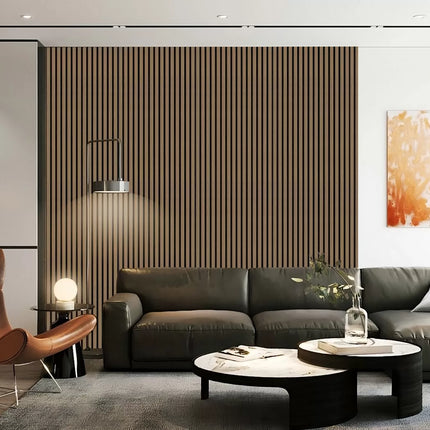 Panou Riflaj Decorativ - MDF Walnut 001 – 2700x605x18 mm,  Nuc elegant