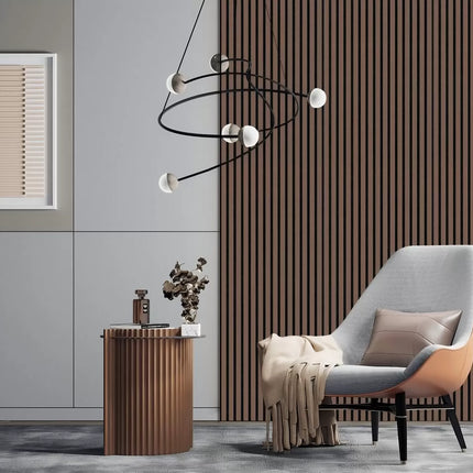 Panou Riflaj Decorativ - MDF Walnut 001 – 2700x605x18 mm,  Nuc elegant