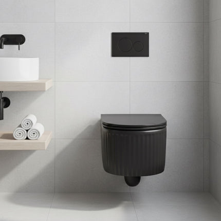 Vas WC Suspendat Black Ribbed Matte