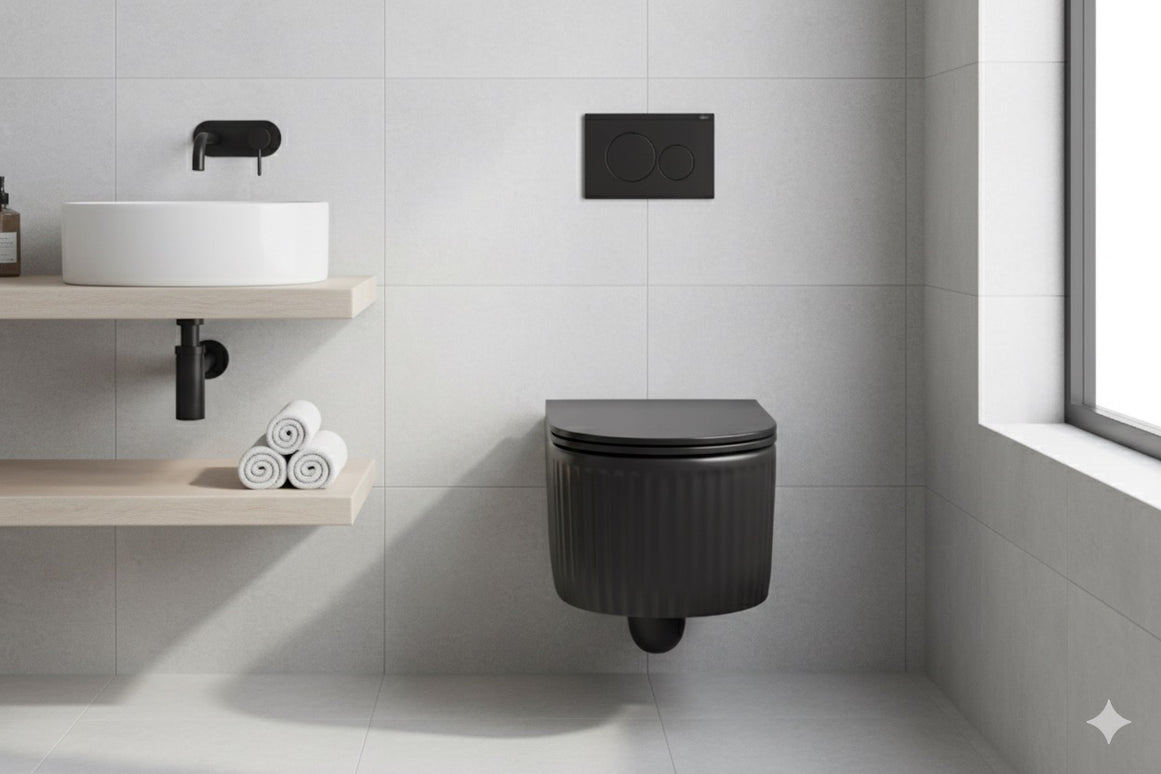 Vas WC Suspendat Black Ribbed Matte