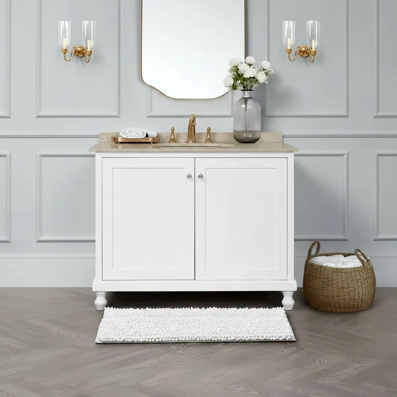 Covoraș baie din Chenille moale, strat antiderapant, 45×70 cm, Alb