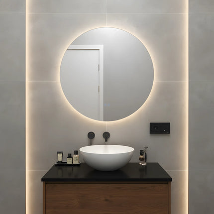 Oglindă baie LED H170 rotundă cu 3 lumini, anti-aburire și touch control