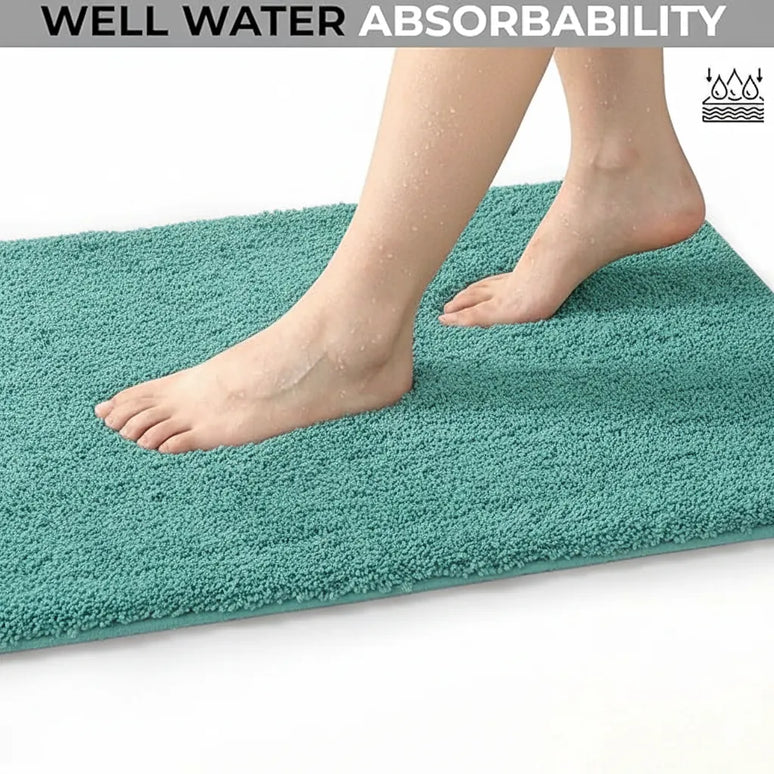 Covoraș baie din microfibră supersoft, antiderapant TRP, 45×75 cm, Turcoaz