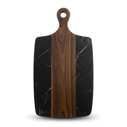 Tocător din lemn de acacia și marmură neagră, 40×20 cm, design modern, Olivy