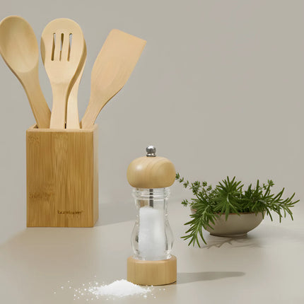 Râșniță sare din lemn și acril, mecanism reglabil, 16.5×6 cm