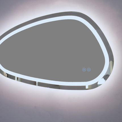 Oglindă baie LED H18 asimetrică cu 3 lumini, anti-aburire și touch control