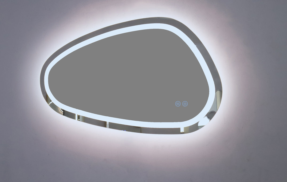 Oglindă baie LED H18 asimetrică cu 3 lumini, anti-aburire și touch control