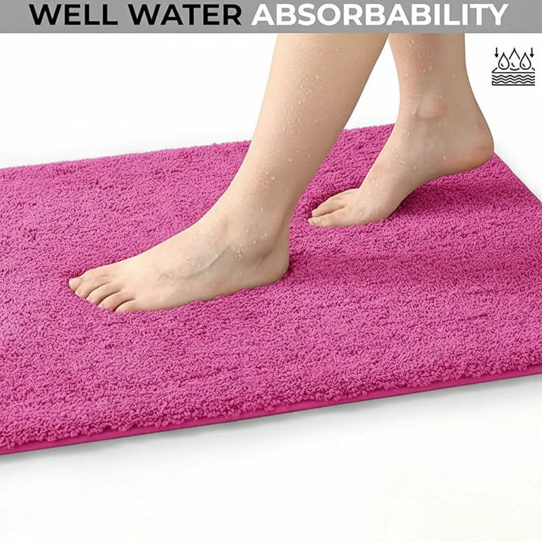 Covoraș baie din microfibră supersoft, antiderapant TRP, 45×75 cm, Fucsia