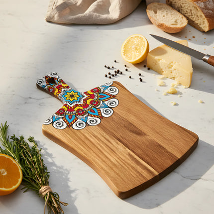 Tocător din lemn natural, Colecția Mandala, 36×22 cm – Olivy