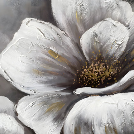 Tablou floral gri cu accente aurii – 70×140 cm | Olivy