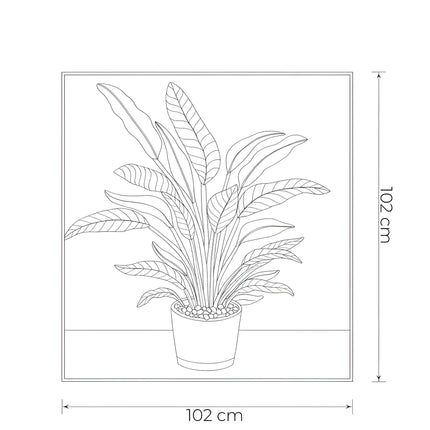 Tablou cu plantă decorativă în relief – 102×102 cm | Olivy