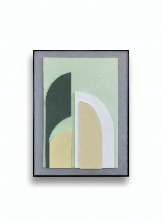 Tablou geometric în tonuri reci cu relief – 60 x 80 cm| Olivy