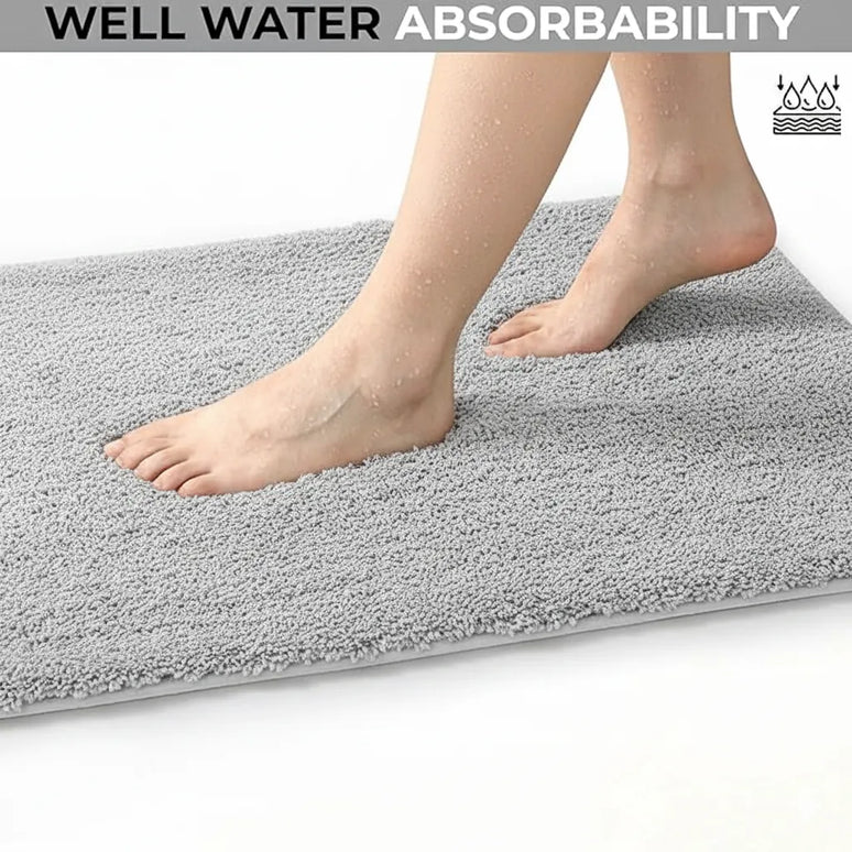 Covoraș baie din microfibră supersoft, antiderapant TRP, 45×75 cm, Gri