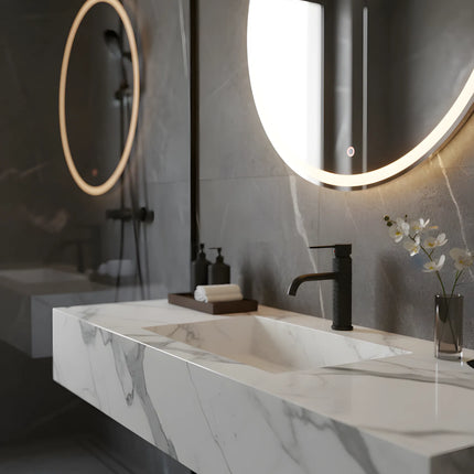 Baterie lavoar negru mat cu textură canelată – design contemporan din alamă solidă