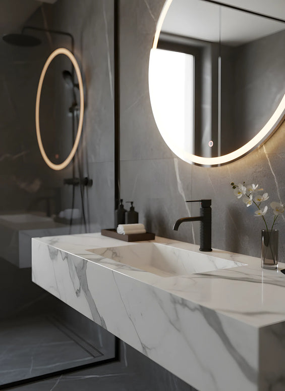 Baterie lavoar negru mat cu textură canelată – design contemporan din alamă solidă
