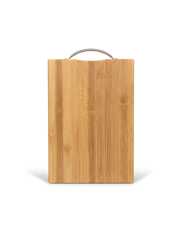 Tocător din bambus cu mâner din oțel inoxidabil, 32×22 cm