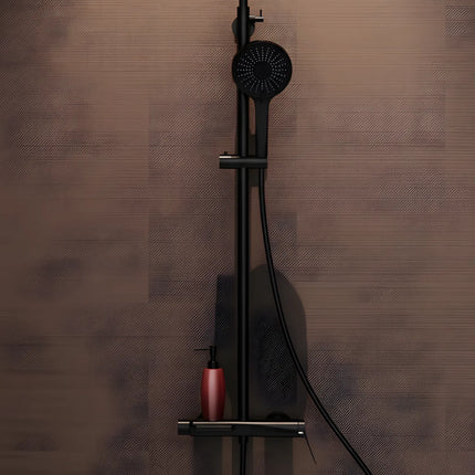 Set duș din alamă cu cioc de cadă integrat – Design premium negru mat