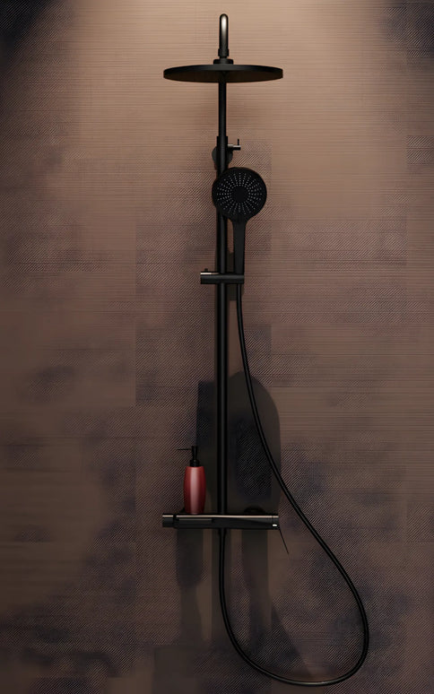 Set duș din alamă cu cioc de cadă integrat – Design premium negru mat