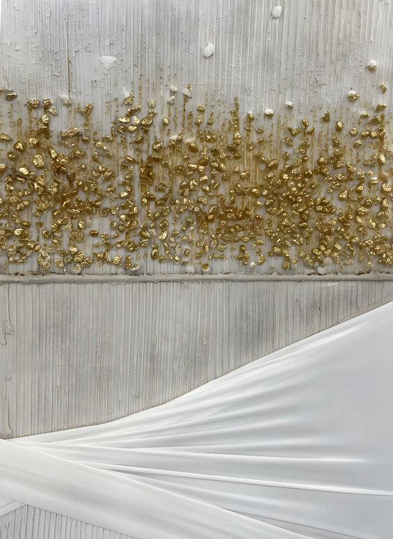 Tablou abstract cu accente aurii – 102×102 cm | Olivy