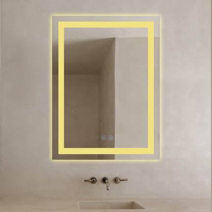 Oglindă baie LED H109 rectangulară cu 3 lumini, anti-aburire și touch control