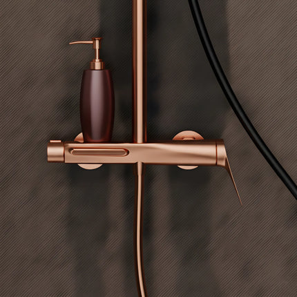 Set duș din alamă cu cioc de cadă integrat – Design premium rose gold