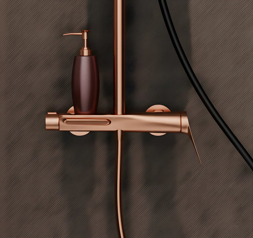 Set duș din alamă cu cioc de cadă integrat – Design premium rose gold