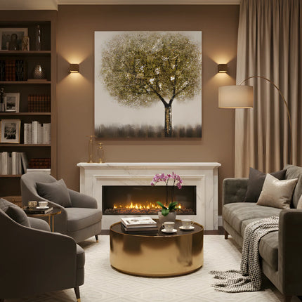 Tablou cu copac auriu în relief – 100×100 cm | Olivy