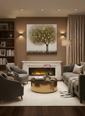 Tablou cu copac auriu în relief – 100×100 cm | Olivy