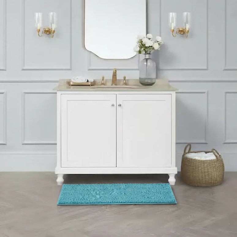 Covoraș baie din Chenille moale, strat antiderapant, 45×70 cm, Albastru