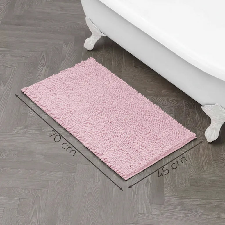 Covoraș baie din Chenille moale, strat antiderapant, 45×70 cm, Roz pudră
