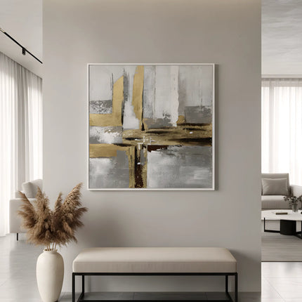 Tablou abstract cu accente aurii – 100×100 cm | Olivy