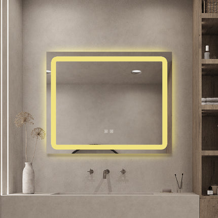 Oglindă baie LED H103 rectangulară cu 3 lumini, anti-aburire și touch control
