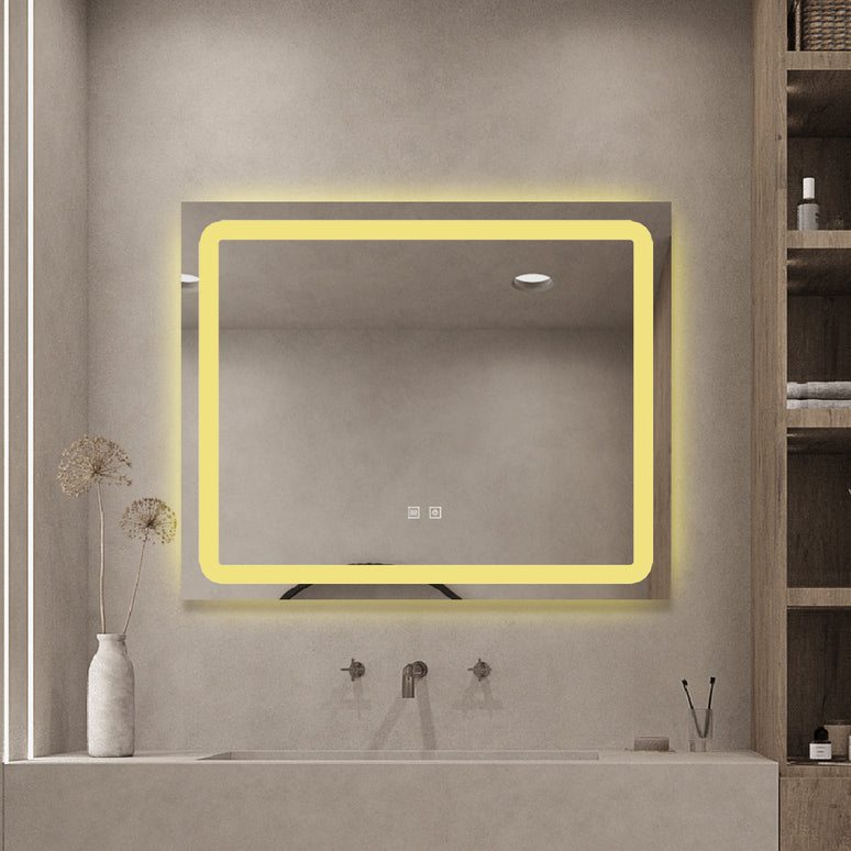 Oglindă baie LED H103 rectangulară cu 3 lumini, anti-aburire și touch control