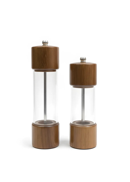 Râșniță sare din lemn, acril și oțel inoxidabil, 16×5 cm