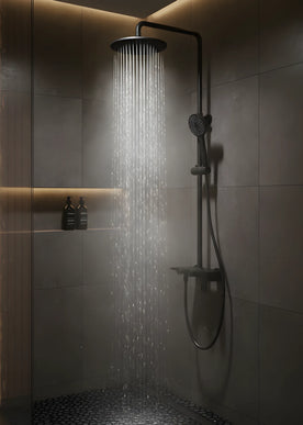 Set duș 2 funcții – finisaj negru mat, design modern din alamă solidă